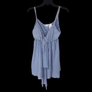Blue & White Strappy Sun Top w/Padded bust, Beach Casual, Tunic Top SZ Junior L